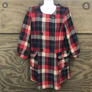 Anthro 213 Plaid Peacoat